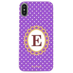 【新品未使用】iPhone15 Pro アイフォン15プロ クリア ハードケース ( 水玉模様  イニシャルE ) パープル ドット 水玉 イニシャル アルファベット