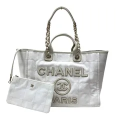 シャネル CHANEL ドーヴィルGM A66941 ホワイト ゴールド金具 キャンバス レディース トートバッグ