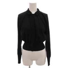 マメクロゴウチ  Mame Kurogouchi 25SS Detachable Embroidery Collar Knitted Cardigan コットンニット カーディガン レース襟 長袖 1 黒 ブラック /FF