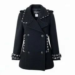 C CHANEL シャネル ビンテージ 1994A ツイードニットピーコート ココマーク P39397V28326 36サイズ ブラック ウール100％ レディース 女性用nu1のサムネイル