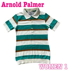Arnold Palmer アーノルドパーマー 半袖 ロゴ刺繍 ボーダー柄 コットン混 ストレッチ ポロシャツ 1