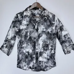 Xfrm トランスフォーム 00's Y2K ポリエステル スネーク柄 総柄 プリント ワイヤー襟袖 七分袖 シャツ size.2 (M) ブラックのサムネイル