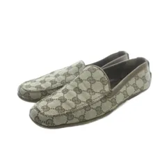 グッチ GUCCI 091003 ドライビングシューズ スクエアトゥ GGキャンバス 36 茶 ブラウン ■GY35 /MQ ■OH