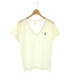 ポロ ラルフローレン POLO RALPH LAUREN Tシャツ カットソー M 白 ホワイト Vネック 半袖 ロゴ刺繍 /YM ■GY18