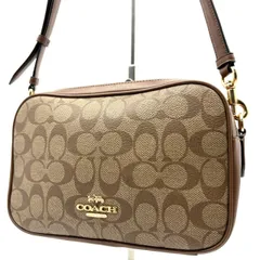 コーチ COACH ショルダーバッグ シグネチャー PVC レザー カメラバッグ ダブルファスナー ブラウン 斜め掛け クロスボディ ゴールド金具 ロゴ ミニバッグ コンパクト レディース 人気 定番 おしゃれ 通勤 通学