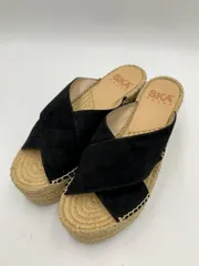 SKA SHOES スカ ジュート クロスベルト 厚底 サンダル 黒 ■◆レディース