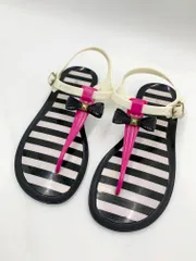 kate spade ケイトスペード ラバー ストラップ リボン トング サンダル size6/黒 白 ピンク ■◆レディース
