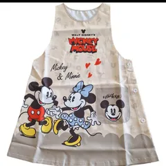 【大人気】ディズニーミッキー、ミニー エプロン 保育士介護士キャラクターエプロン パープル ポケット付き 大人用