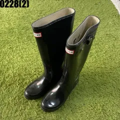 ハンター ブラック ロング レインブーツ uk5