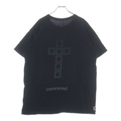 CHROME HEARTS (クロムハーツ) バックフレームドクロス スクロールラベル CHプラスプリントポケット クルーネック半袖Tシャツ ブラック