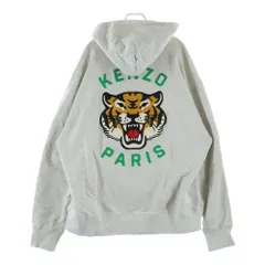 KENZO (ケンゾー) 24SS LUCKY TIGER HOODIE タイガー刺繍 プルオーバースウェットパーカー フーディー グレー FE58SW0114MF
