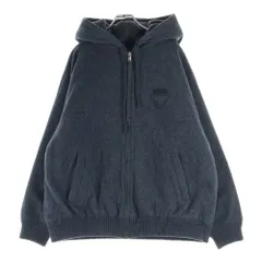PRADA (プラダ) トライアングルロゴ カシミヤ混 バージンウール ジップアップ フーデッドジャケット グレー 138574のサムネイル