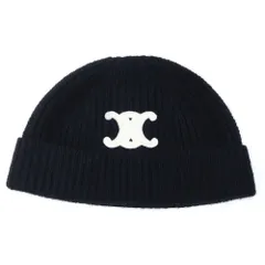 CELINE (セリーヌ) トリオンフ パッチ ニット帽 シームレスカシミヤ ブラック