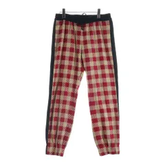 DRIES VAN NOTEN (ドリスヴァンノッテン) チェック柄 サイドライン ドローストリング イージーパンツ レッド 71-04-84-04003のサムネイル