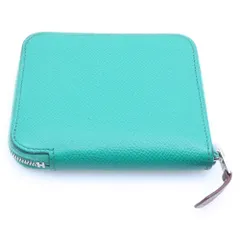HERMES (エルメス) アザップ シルクイン コンパクトウォレット ミニ財布 コインケース エプソン グリーン レザー シルバー金具 U刻