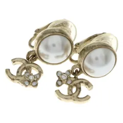 CHANEL (シャネル) ココマーク パール フラワーモチーフ イヤリング ホワイト×ゴールド