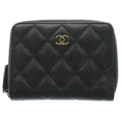 CHANEL (シャネル) タイムレスクラシック ライン キャビアスキン ココマーク マトラッセ コンパクトウォレット 財布 ブラック ランダムシリアル ゴールド金具 AP4652