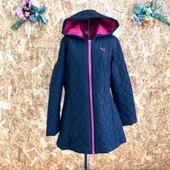 SG5346 PUMA キルティングジャケット フード付き ブラック ピンク レディースL