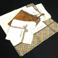 #ae バーバリー BURBERRY ハンカチ 4枚 セット 茶系 オフホワイト ノバチェック まとめ 未使用 美品 ユニセックス [1000320] k01