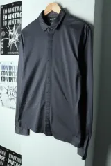 (M-L) DKNY ディーケーエヌワイ ドナカラン シャツ シャツ チャコール-17B81