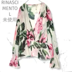 【RINASCIMENTO】　カシュクールブラウス　花柄　シフォン　L 定価¥19000　長袖　春夏　リナシメント　イタリア製　MS-376のサムネイル