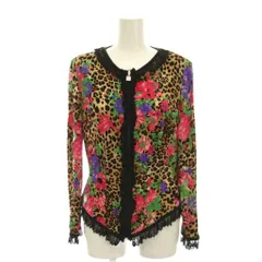 イタリヤ 伊太利屋 ジャケット ジップアップ カーディガン レオパード柄 レース 9 マルチカラー ヒョウ柄 花柄 長袖 674773-1C /YM