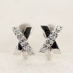 ヴァンドーム青山 Pt900 クロス ダイヤモンド イヤリング/25-3532