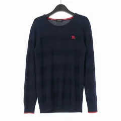 バーバリーブラックレーベル BURBERRY BLACK LABEL ロングスリーブニット セーター ロゴ刺繍 長袖 2 ネイビー 紺 D1N35-830-29 国内正規