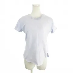 フランク&アイリーン Frank&Eileen Tシャツ カットソー XS 紫 パープル ラウンドネック 半袖 アシンメトリーヘム /MN45 ■GY99