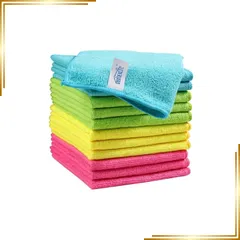 【新品】 HOMEXCEL マイクロファイバークロス タオル 12枚入 (キッチンクロス/洗車タオル/台拭き) ふきん ぞうきん, 約29.21×29.21cm (マルチカラー)