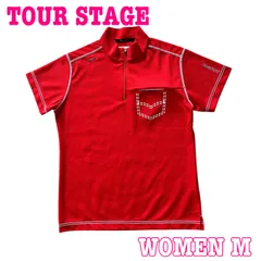 TOUR STAGE ツアーステージ 半袖 ロゴ刺繍 ハーフジップ 速乾性 ストレッチ ゴルフシャツ Mのサムネイル