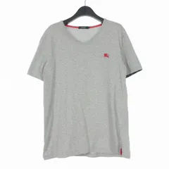 バーバリーブラックレーベル BURBERRY BLACK LABEL VネックTシャツ カットソー ロゴ刺繍 半袖 3 グレー D1P37-736-04 国内正規