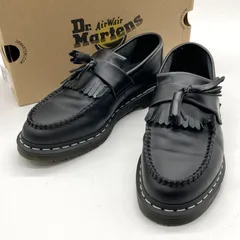 Dr.Martens ドクターマーチン ADRIAN エイドリアン ホワイトステッチ タッセルローファー 日本限定モデル 26805001 革靴 ブーツ ショート アメカジ メンズ 27cm ブラック シューズ B16105◆