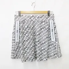 パーリーゲイツ PEARLY GATES PGG スカート ゴルフ スポーツウェア フレア ストレッチ ロゴ メッシュ 2023年モデル 総柄 白 黒 ホワイト ブラック 1
