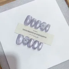 ネイルチップ　パープルネイル　フラワー　立体アート　マグネットネイル　紫　春夏　可愛い　キュート　キラキラ　卒業式　入学式　桜　お花見　プレゼント