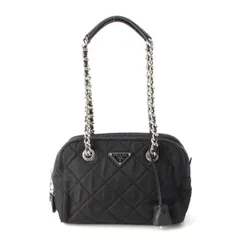 プラダ テスートインプントゥ トライアングルロゴ キルティング チェーン ショルダーバッグ 1BB072 ブラック【中古】