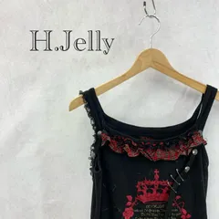 H.Jelly h.NAOTO キャミソール 王冠 薔薇 プリント トップス 表記無し ブラック×レッド チェック柄 レディース ファッション _201021のサムネイル
