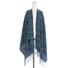 ディディジジ didizizi チェック柄 マフラー ストール フリンジ ネイビー/グリーン 緑 紺