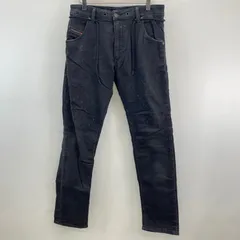 DIESEL ディーゼル メンズ デニムパンツ KROOLEY ストレッチ素材 ダメージデザイン 紐ベルト付き 28インチ ブラック