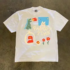 キャラクター グラフィック Tシャツ ホワィト ストリート 恐竜 猫 ロボット イラスト カラフル プリント 半袖 カジュアル 男女兼用 S~3XL