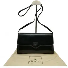 GUCCI 2way オールド グッチ レザー ショルダーバッグ クラッチバッグ ブラック 黒