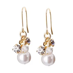 LOKUMI ピアス 金属アレルギー対応 日本製 パール ビジュー フック フックピアス レディース シンプル 小ぶり ショート シルバー K24 ゴールド ピンクゴールド 揺れる スイング 人気 オフィス ギフト プレゼント ニッケルフリー cu-10 (K