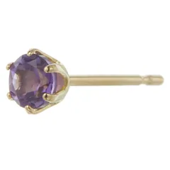 [Piena(ピエナ)] K18 18金 ゴールド 片耳用 1個売り 天然石 3mm 6本爪 ワンストーン 一石 シンプル ピアス レディース (アメジスト(片耳用))