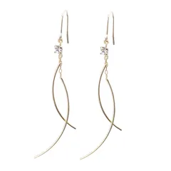 LOKUMI ピアス 金属アレルギー対応 日本製 フック スイング フックピアス シルバー K24 ゴールド ピンクゴールド レディース シンプル クリスタル ロング 揺れる 人気 オフィス ギフト プレゼント ニッケルフリー cu-80 (K24ゴールド)