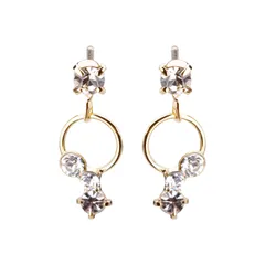 LOKUMI ピアス 金属アレルギー対応 日本製 クリスタル ビジュー スタッド 揺れる スイング スタッドピアス レディース シンプル 小ぶり ショート 人気 オフィス ギフト プレゼント ニッケルフリー cu-29 (K24ゴールド)