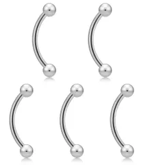 [From da Phactory] フロム ダ ファクトリー バナナバーベル カーブドバーベル サージカルステンレス 軟骨ピアス ボディピアス5個(14Gシャフト10mmボール4mm 5個)