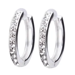 LOKUMI ピアス 日本製 プラチナ Pt900ポスト Pt900 金属アレルギー対応 フープ フープピアス キャッチレス ワンタッチ ビジュー パヴェ ラインストーン プラチナポスト ラウンド 小ぶり 小さめ レディース シンプル 人気 ニッケルフリー ギ