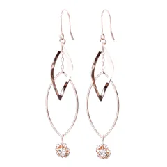 LOKUMI ピアス 金属アレルギー対応 日本製 マーキス ロング ビジュー フック ロンデル シルバー K24 ゴールド ピンクゴールド ビジュー レディース シンプル 大きい 大ぶり 揺れる スイング 人気 リーフ オフィス ギフト プレゼント ニッケルフ