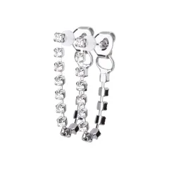 LOKUMI ピアス 日本製 Pt900 プラチナポスト 金属アレルギー対応 フープ フープピアス ラインストーン レディース シンプル 小ぶり 人気 ニッケルフリー ビジュー 揺れる シルバー ゴールド ピンクゴールド ギフト プレゼント pt-120 (シ