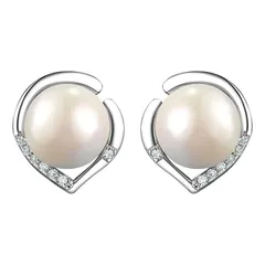 Mare(マーレ) パール ピアス レディース 人気 シンプル 一粒 シルバー925 アクセサリー ジルコニア プレゼント 誕生日 金属アレルギー 結婚式 パーティ 女性 (シルバー)